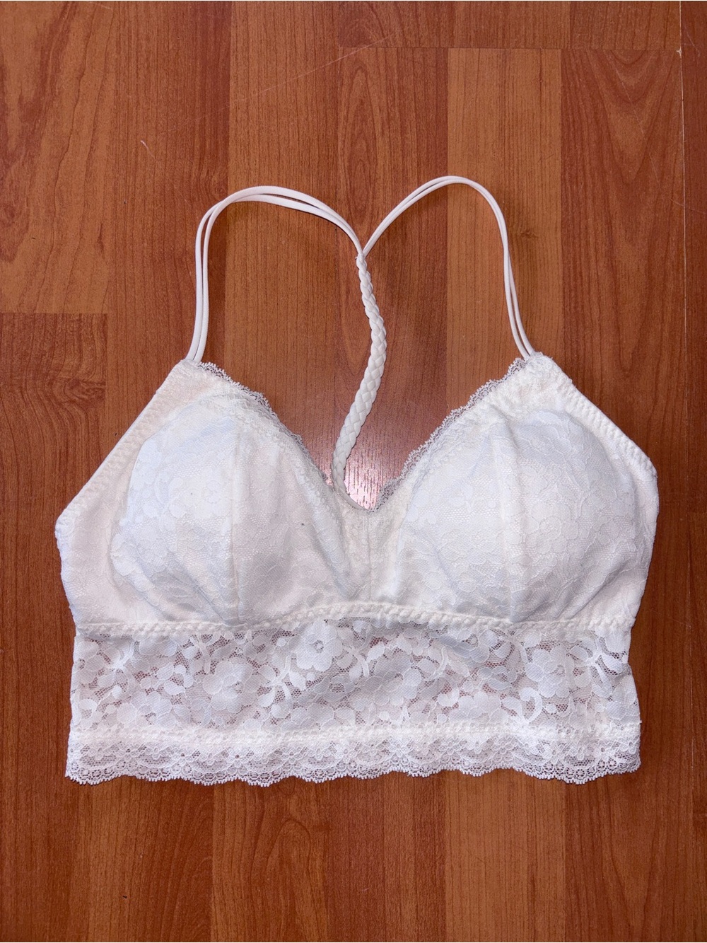 Gilly Hicks White Lace Bralette with Braided Back